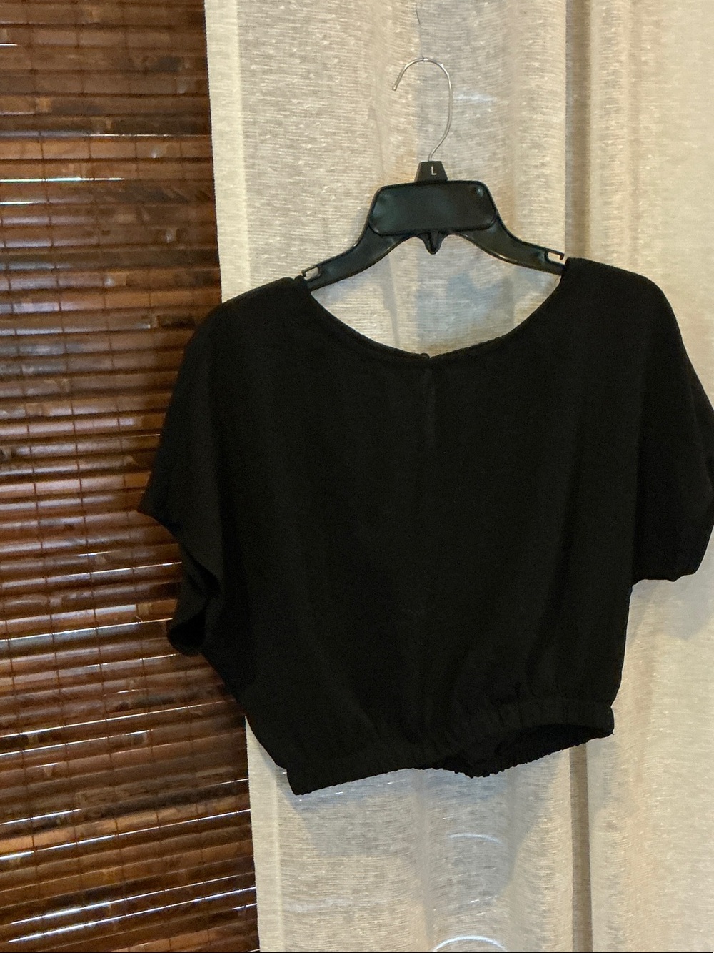 Timing Black Cropped Short Sleeve Top